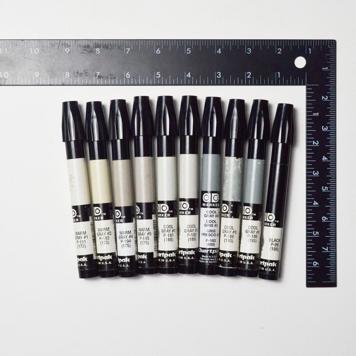 Gray + Black Chartpak Ad Markers - Set of 10 – Make & Mend